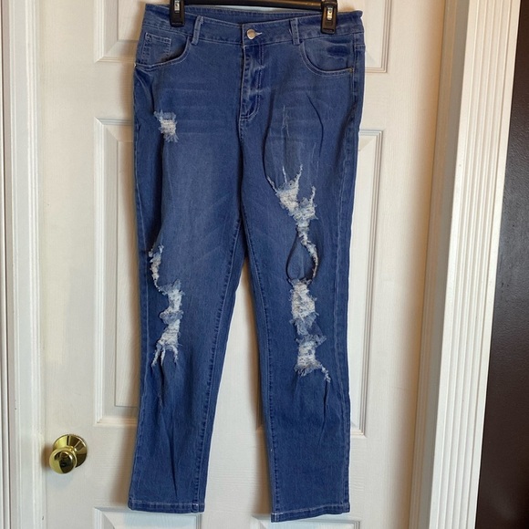 Distressed Denim Skinny Stretch Jeans NWOT - Picture 1 of 8